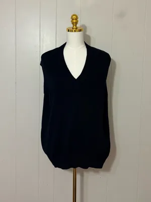 L’Academie Oversized V Neck Wool Blend Sweater Vest Black Size S thumbnail 2