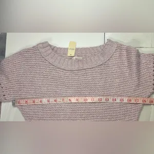 Aerie Size XS Soft Pink Lightweight Loose Knit Sweater Crew Neck New thumbnail 3