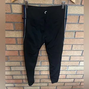 ZYIA Active Women's Black Speed Derby Stripe Hi Rise 7/8 Leggings Size 6-8 thumbnail 3