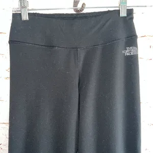 The North Face knit pants pull on XS mid rise black logo wide leg womens stretch thumbnail 2