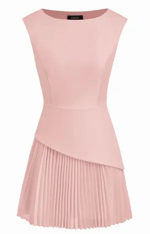NWT Cider Pink Boat Neck Pleated A-Line Mini Dress Size S US 4 Coquette Ballet thumbnail 1