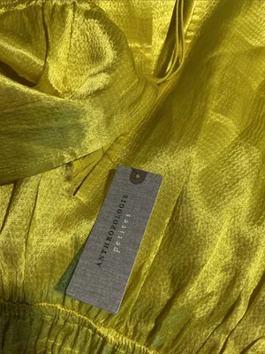 Anthropology Yellow V-Neck Satin Maxi Dress thumbnail 8