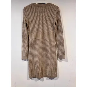 Calvin Klein Taupe Cable Knit Sweater Dress Quiet Luxury Fall M thumbnail 6