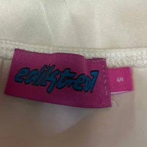 Edikted White Pink Lace Silk Satin Cami Camisole Spaghetti Strap Crop Tank Top S thumbnail 4