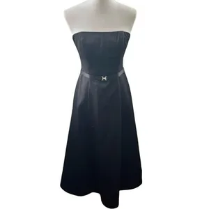 Black Strapless Corset Back Evening Gown Rhinestone Belt Tulle Skirt Small thumbnail 13