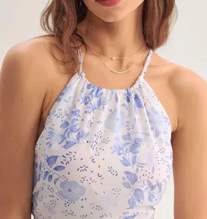 Rihoas Blue Floral Halter Midi Dress thumbnail 2