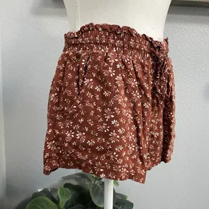 Aeropostale Brown Ditzy Floral Shorts Flowy Elastic Drawstrings Pockets thumbnail 2
