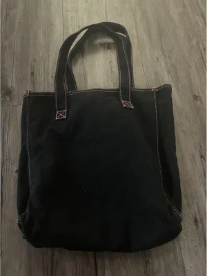Vintage Pink Plaid Canvas Tote Bag Small Rhinstone Y2K thumbnail 4