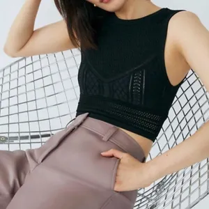Babaton Aritzia Pointelle Stitch Stretch Sleeveless Tank Top‎ Black Size XXS thumbnail 3