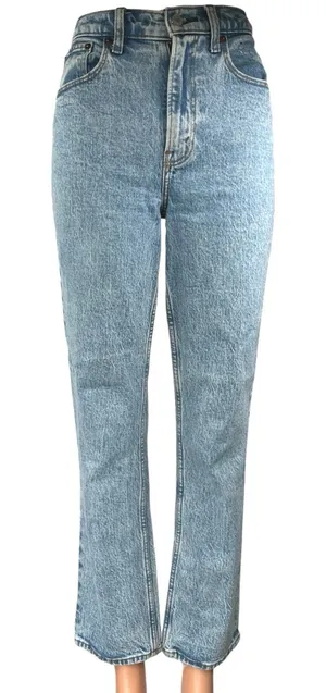 Abercrombie & Fitch The 90s Straight Ultra High Rise Blue Denim Jeans Size 24 thumbnail 1