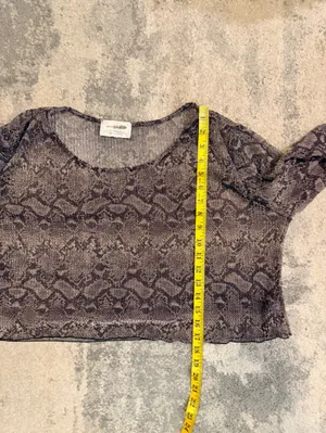 Meraki Sheer Snake-Print Long Sleeve Top thumbnail 7