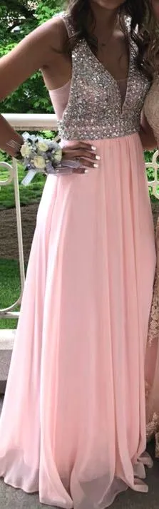 Faviana Pink and Silver Prom Dress thumbnail 1