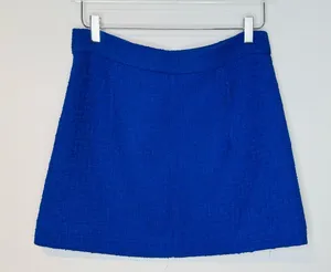 Zara Sapphire Blue Tweed Mini Skirt with Gold Buttons thumbnail 1