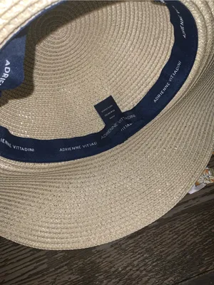 Adrienne Vittadini Beige Straw Sun Hat with Sparkly Floral Scarf thumbnail 8