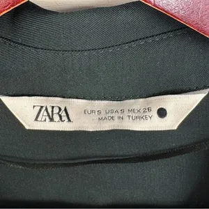 Zara V Neck Button Front Shirt Blouse‎ Dark Green Small Long Sleeve thumbnail 9