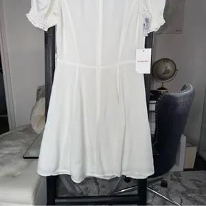 Aritzia Sunday Best 4 Tinsley Sweetheart Mini Dress White Puff Sleeve Fit Flare thumbnail 13