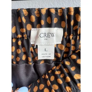 J. Crew Brown & Black Polka Dot Printed Midi Skirt Size Large thumbnail 6