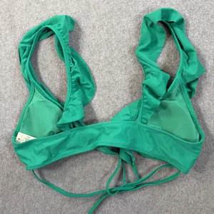 Aerie Scoop Ruffle Triangle Swim Top Women's Medium Green Tie Back Bikini NEW thumbnail 6