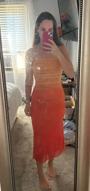 Orange Ombre Midi Dress Size XS thumbnail 1