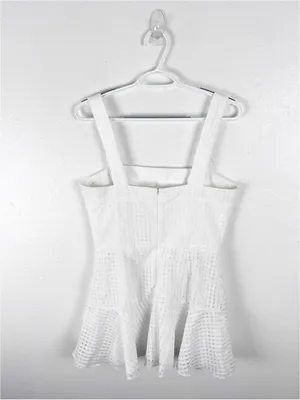 AMANDA UPRICHARD White Annalise Lined Back Zipper Flounce Hem Dress Medium thumbnail 2