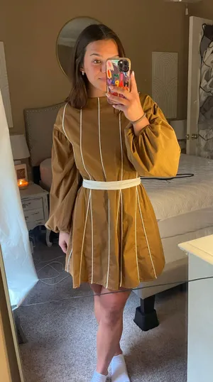 Bright Brown Dress With Tie thumbnail 4