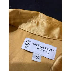 Katrina Scott Lifestyle Gold Satin 2 Piece Set Crop Top Wide Leg Pants Small thumbnail 3