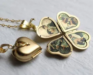 Love Locket Heart Shaped Locket Necklace 4-layer Photo Necklace Jewelry - Gift thumbnail 1