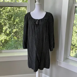 Madewell Signal Tunic Shift Dress Hayden Black White Windowpane Plaid Cotton M thumbnail 8
