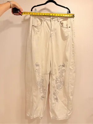 Daisy Street Faye Barrel Leg Embroidered Denim Contrast-Stitch Garment Sz XL thumbnail 3