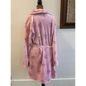 Juicy Couture Pink Crown Logo Plush Fleece Robe L/XL Shawl Collar Long Sleeve thumbnail 3