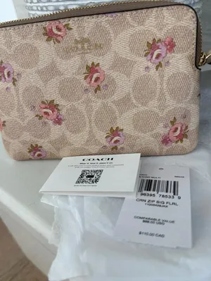 Coach Corner Zip Wristlet In Signature Canvas With Floral Print thumbnail 7