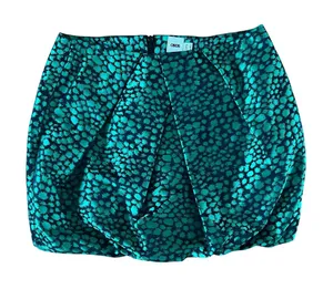ASOS Green Black Abstract Jacquard Pleated Statement Mini Skirt | Size 8 thumbnail 1