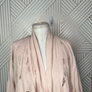 Free People Cool Nights Crochet Cardigan Conch Pink Size Small‎ thumbnail 4