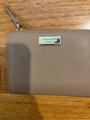 kate spade Compact Taupe Zip Wallet with Logo Plaque thumbnail 2
