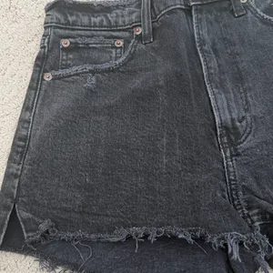 AF black denim shorts with raw edges thumbnail 4