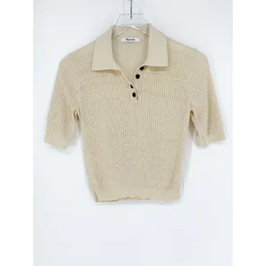Madewell Short Sleeve Knit Polo Women's Size S Cream Quiet Luxury thumbnail 2