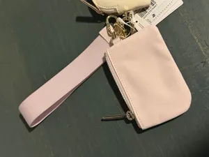 NWT lululemon athletica Pink & Cream Keychain Card Holder Set with Wrist Strap thumbnail 5