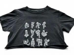 brandy melville john galt embroidered skeleton crop top thumbnail 1