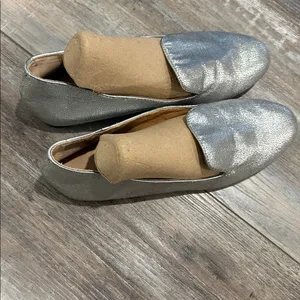 J Crew Metallic Silver Loafers size 7 thumbnail 4