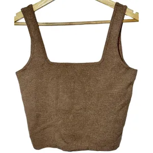 Abercrombie & Fitch Soft AF Brown Tan Ribbed Square Neck Crop Top Tank Top Sz M thumbnail 2