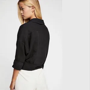 Free People Sunstreaks Tie Front Black Gauzy Cotton Top Button Front Large Beach thumbnail 2