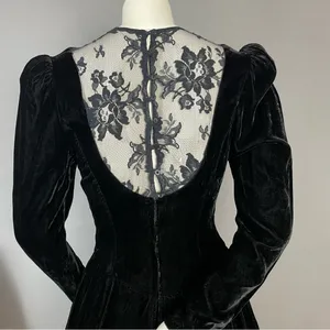 Vintage Scott McClintock Velvet Dress Lace Sequins Peplum‎ 80s 90s Drama Formal thumbnail 6
