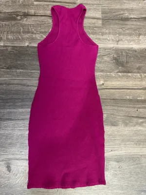 Lulus Magenta Ribbed Racerback Bodycon Midi Dress Size thumbnail 4