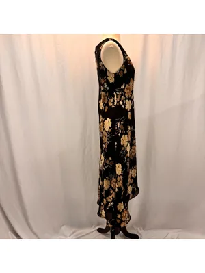 Black Sleeveless Floral Midi Dress 8 M Hi Low Whimsigoth Boho Cottagecore Black thumbnail 9