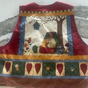 Hand Made Country Style Denim Embroidered Vest Bears Bees Cottagecore Medium thumbnail 7