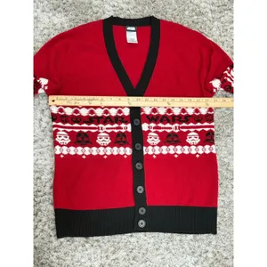Star Wars Cardigan Women Red Black Darth Vader Storm Trooper Sweater Size M thumbnail 12