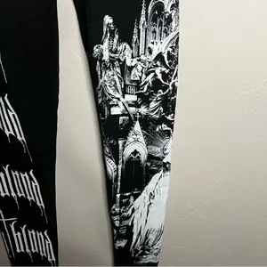 Widow Dolls Kill Black White Feeding Time Goth Cross Zipper Closure Leggings‎ thumbnail 7