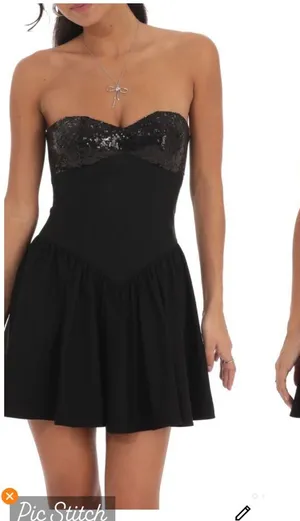Lucy in the Sky Black Sequin Strapless Fit and Flare Dress thumbnail 1