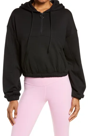 Alo Yoga Black Refresh Stadium Half Zip Hoodie (S) thumbnail 1