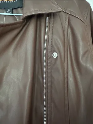 Ambiance Brown Faux Leather Moto Jacket with Silver accents Medium NWT thumbnail 7